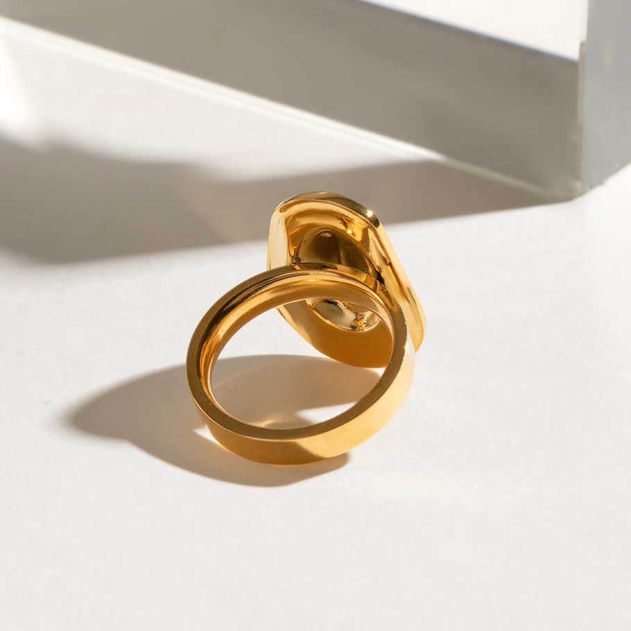 1 Pair Simple Series Elegant line Stainless Steel 18K Gold Plated Women Single Rings Picture6
