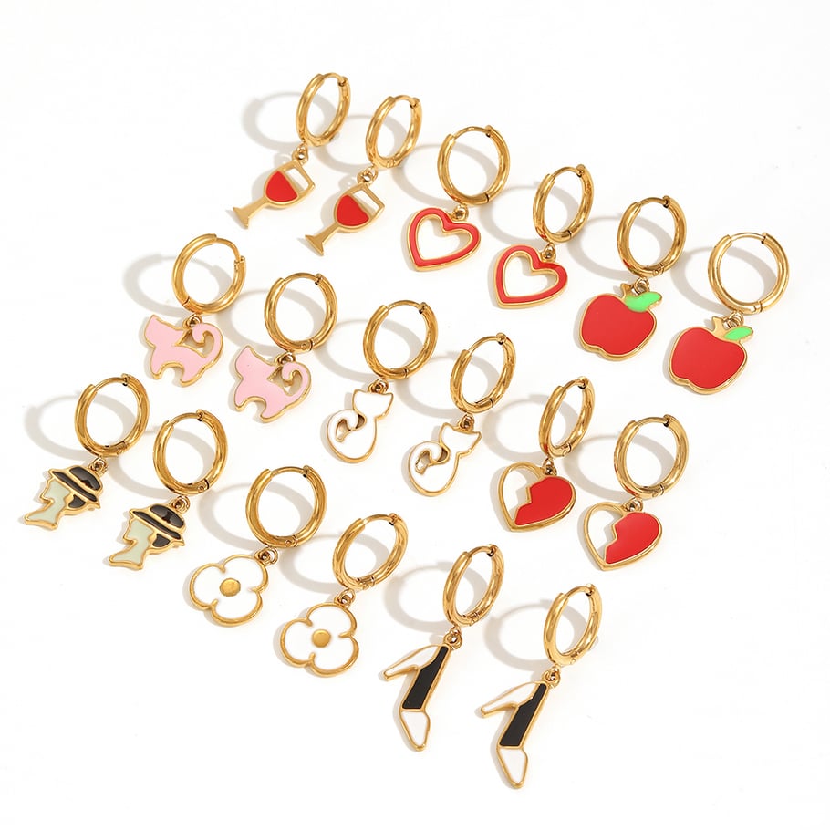 1 Pair Simple Series Daily Heart Stainless Steel 18K Gold Plated Women Hoop Earrings Picture4