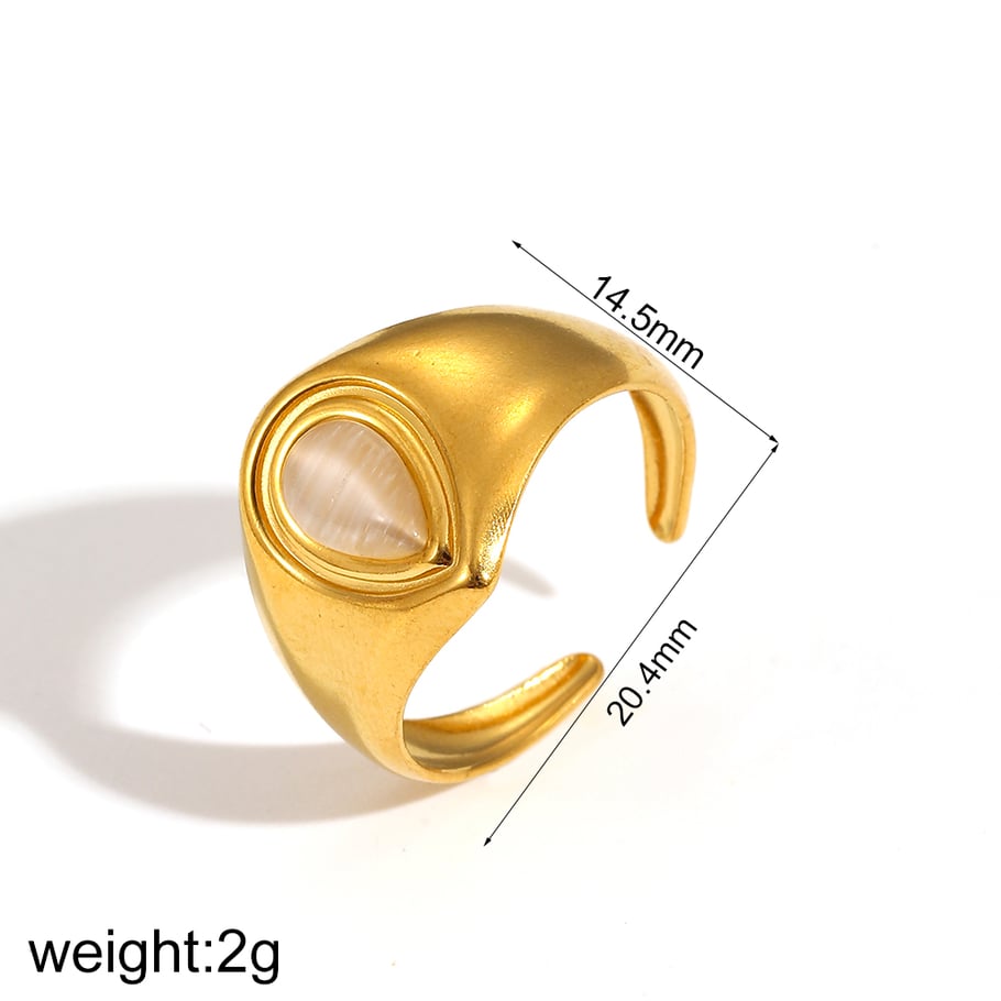 1 Pair Simple Series Daily Geometric Stainless Steel 18K Gold Plated Women Adjustable Rings Picture10