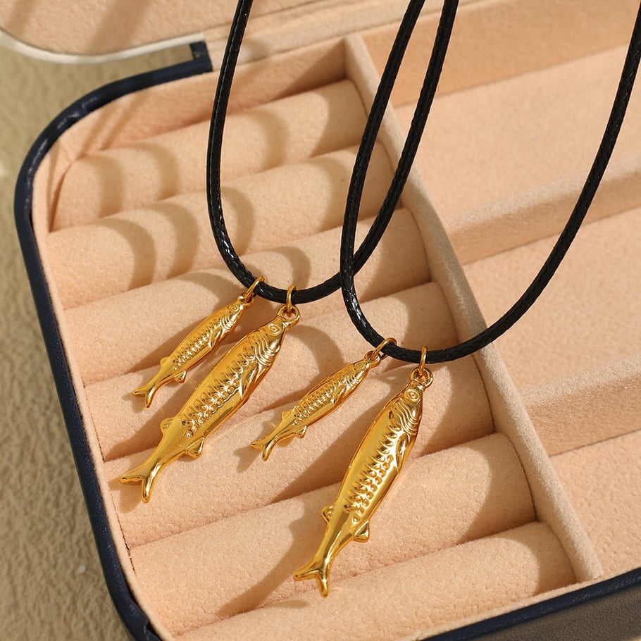 1 Piece Romantic Series Fish Titanium Steel 18K Gold Color Plated Women's Pendant Necklaces Picture3