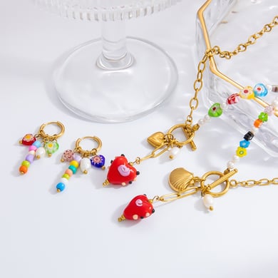 1 Piece Classic Series Retro Heart Stainless Steel 18K Gold Color Plated Glass Women's Pendant Necklaces h5 Picture3