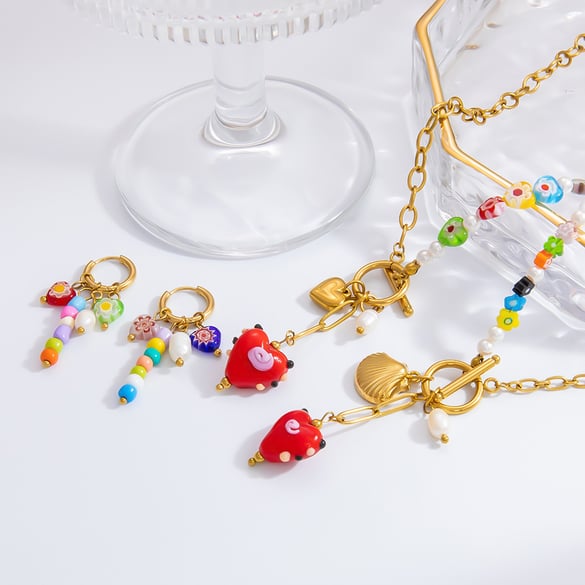 1 Piece Classic Series Retro Heart Stainless Steel 18K Gold Color Plated Glass Women's Pendant Necklaces