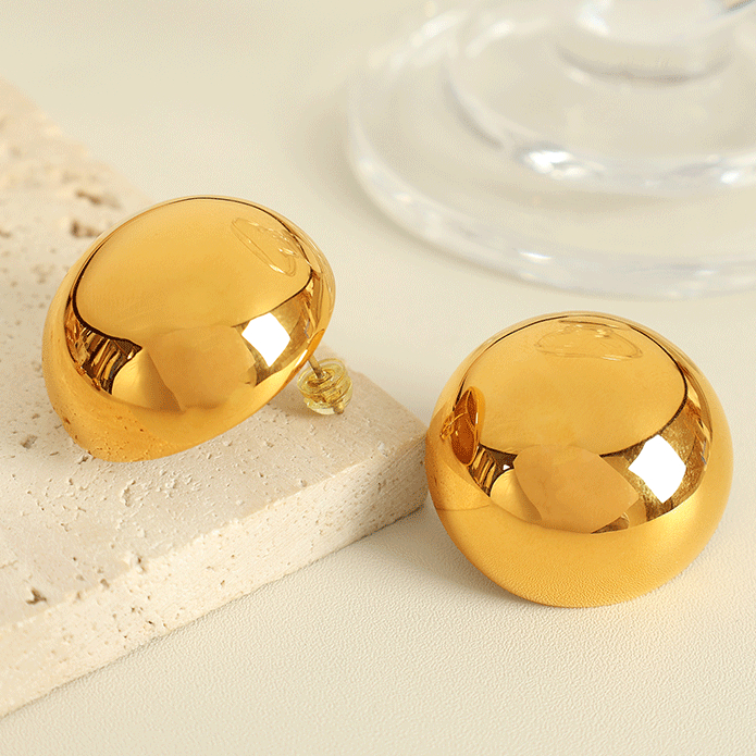 1 Pair Simple Series Simple Solid Color Stainless Steel 18K Gold Plated Women Stud Earrings Picture8