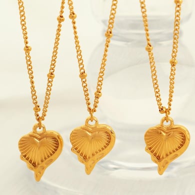 1 Piece Romantic Series Retro Heart Titanium Steel 18K Gold Color Plated Women's Pendant Necklaces h5 Picture5