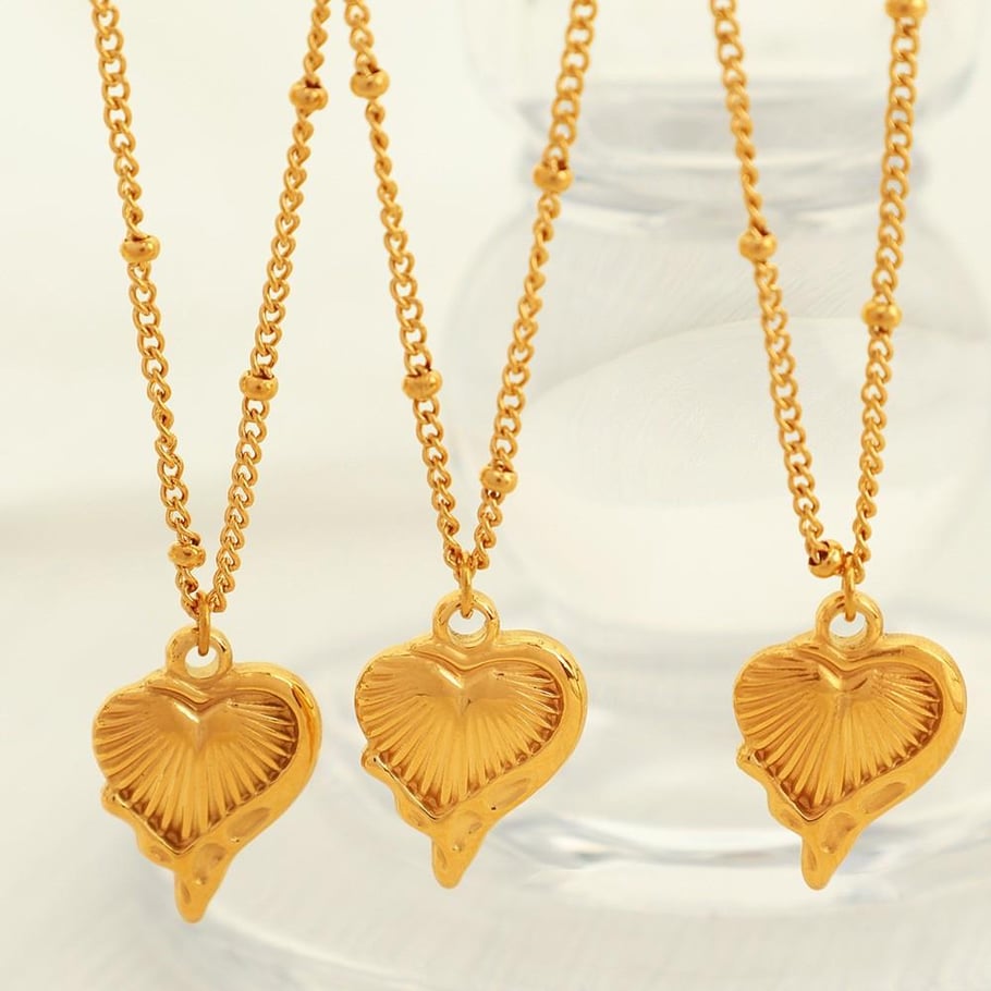 1 piece romantic series retro heart titanium steel gold color plated women's pendant necklaces h5Picture5