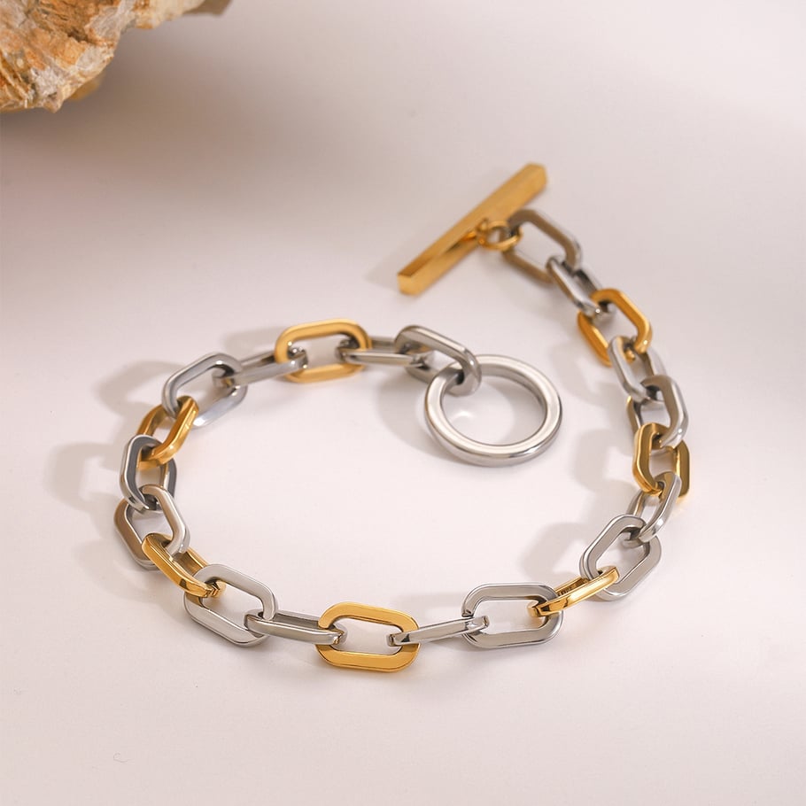 1 Piece Simple Series Daily Annular Stainless Steel 18K Gold Plated Women Chain Bracelets Picture5