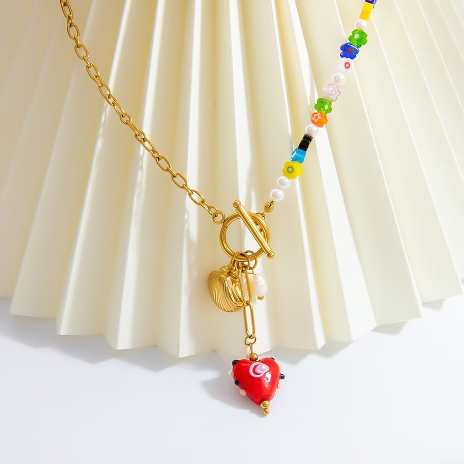 1 Piece Classic Series Retro Heart Stainless Steel 18K Gold Color Plated Glass Women's Pendant Necklaces Picture5