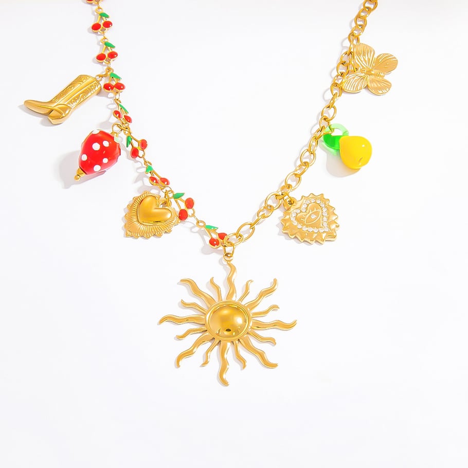 1 Piece Luxurious Series Sweet Heart Stainless Steel 18K Gold Color Plated Rhinestone Women's Pendant Necklaces Picture9