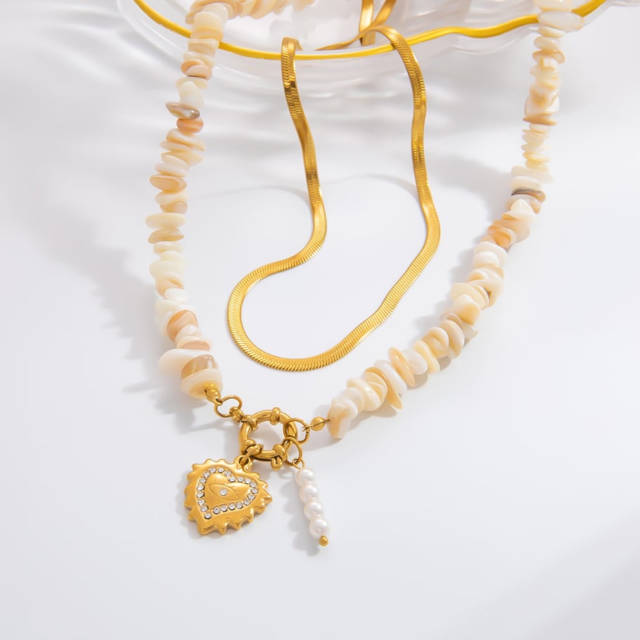 1 Piece Romantic Series Daily Heart Stainless Steel 18K Gold Color Plated Rhinestone Women's Pendant Necklaces Picture8