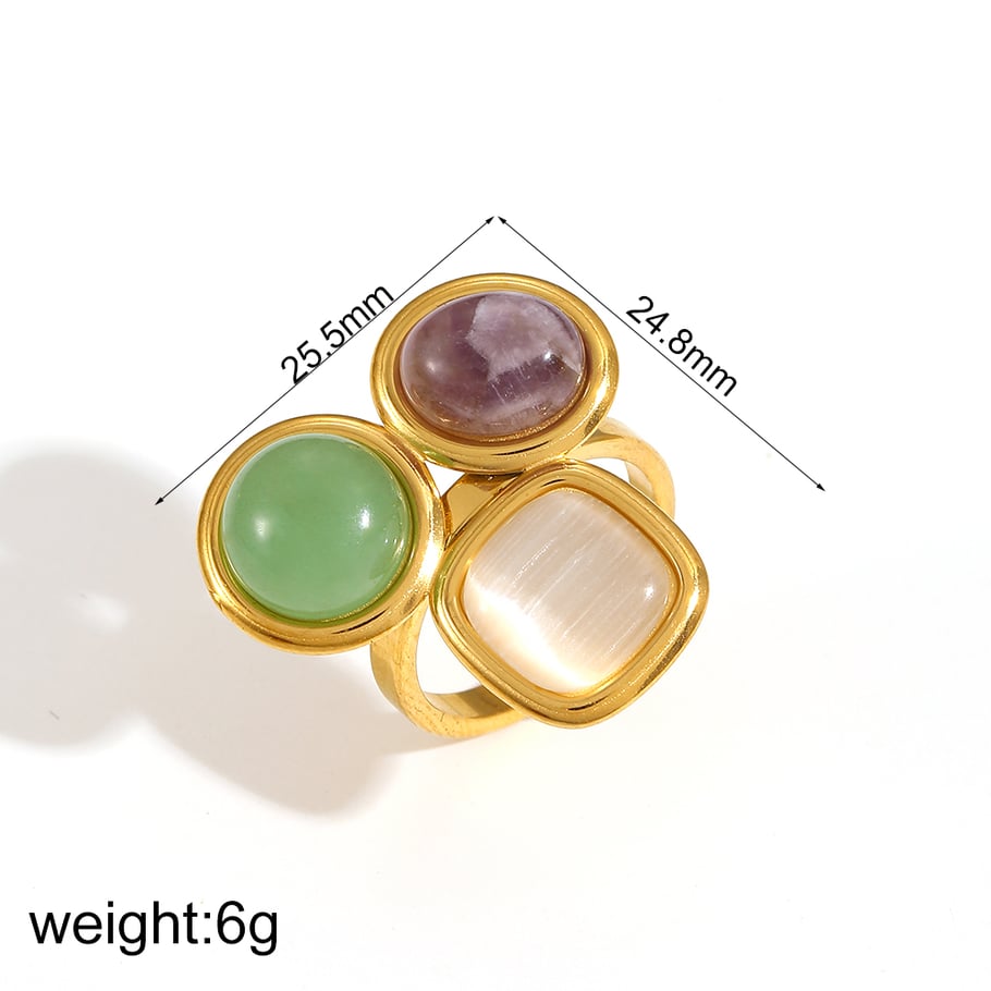 1 Pair Simple Series Daily Geometric Stainless Steel 18K Gold Plated Women Adjustable Rings Picture9