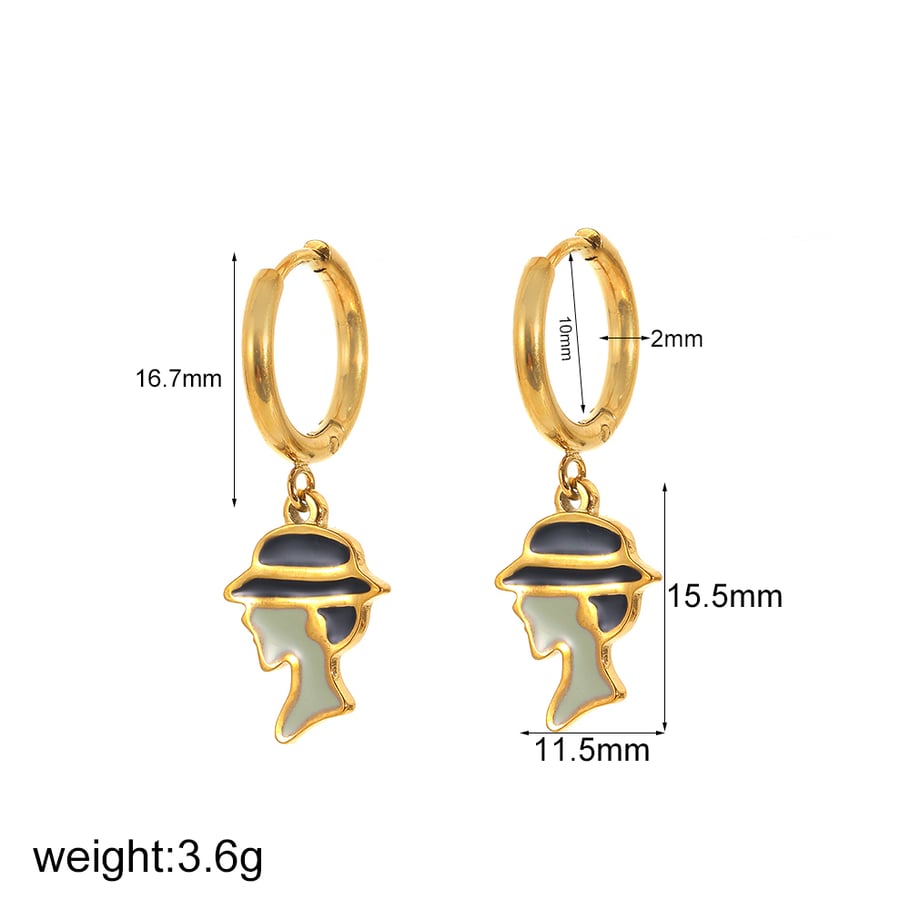 1 Pair Simple Series Daily Heart Stainless Steel 18K Gold Plated Women Hoop Earrings Picture10