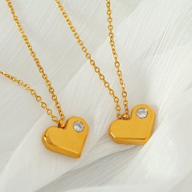 1 Piece Simple Series Retro Heart Stainless Steel 18K Gold Plated Zircon Women Pendant Necklaces h5 Picture7