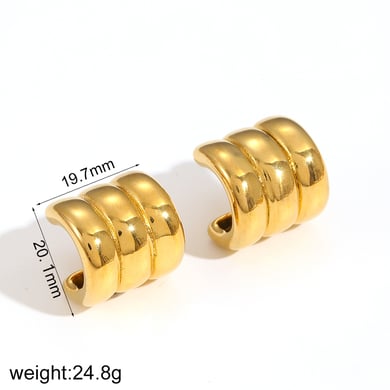 1 Pair Simple Series Daily Geometric Stainless Steel 18K Gold Plated Women Stud Earrings h5 Picture4