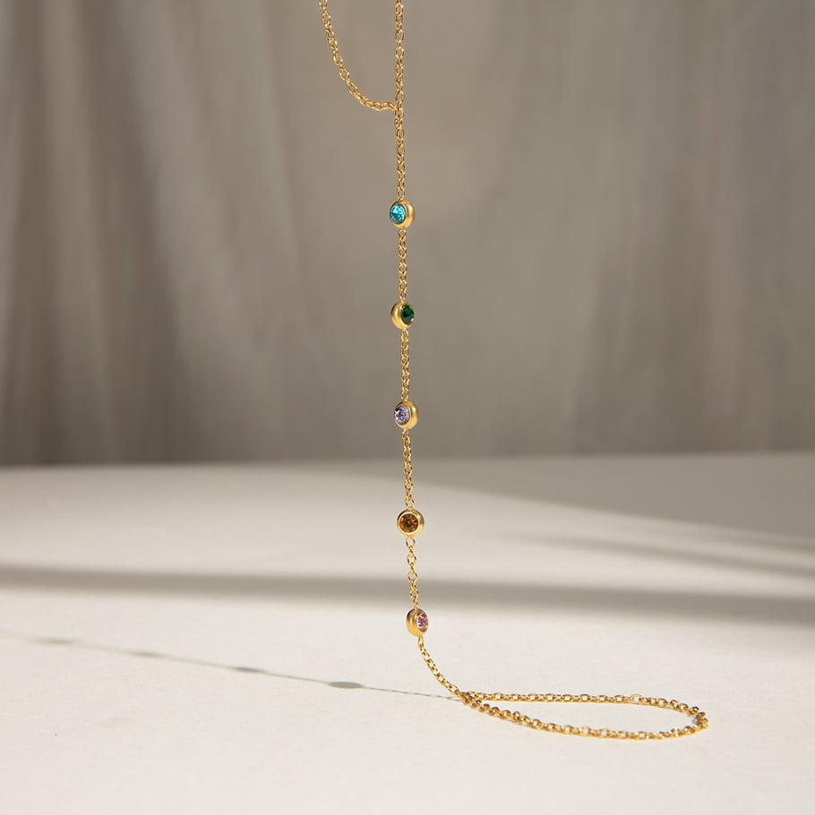 1 Piece Luxurious Series Sweet line Stainless Steel 18K Gold Plated Rhinestone Women Chain Bracelets Picture5