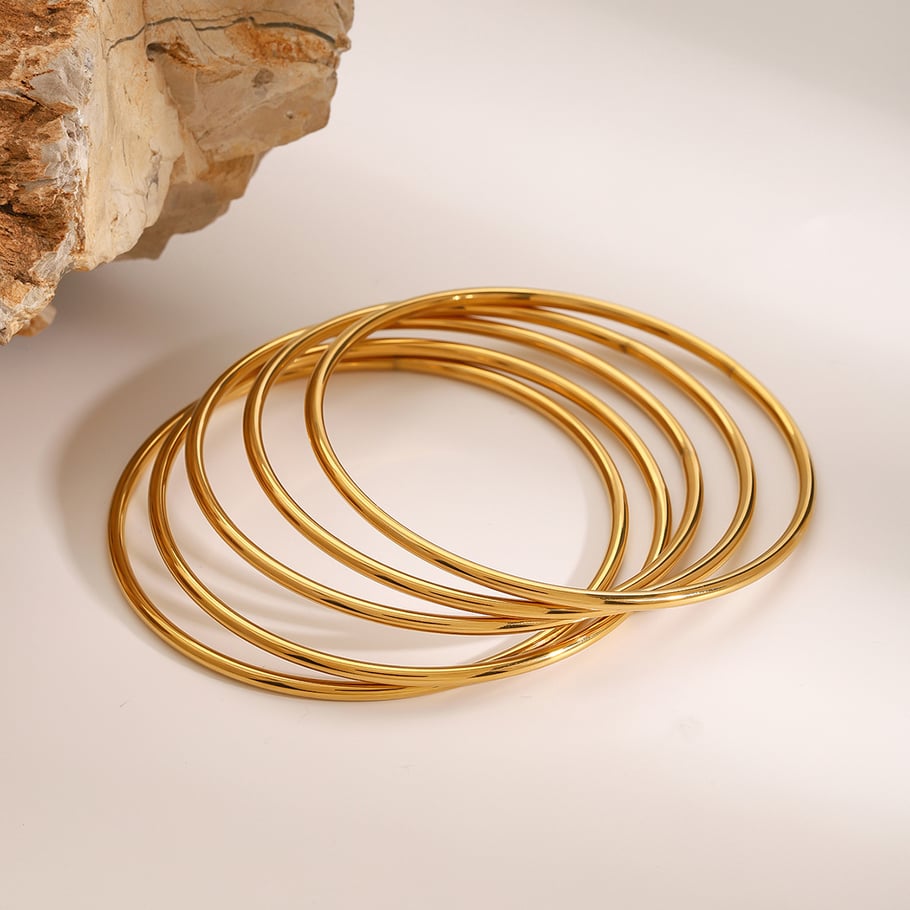 1 Piece Simple Series Simple Annular Stainless Steel 18K Gold Plated Women Bangles Picture7