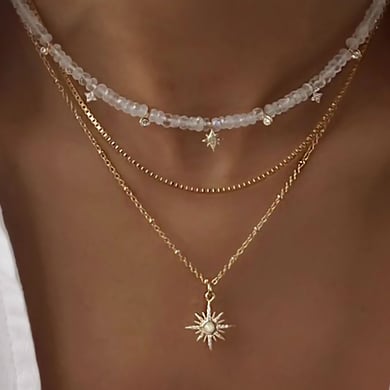 1 Stück Luxuriöse Serie Elegante Stern Edelstahl 18K vergoldet Strass Damen Anhänger Halsketten h5 Bild6
