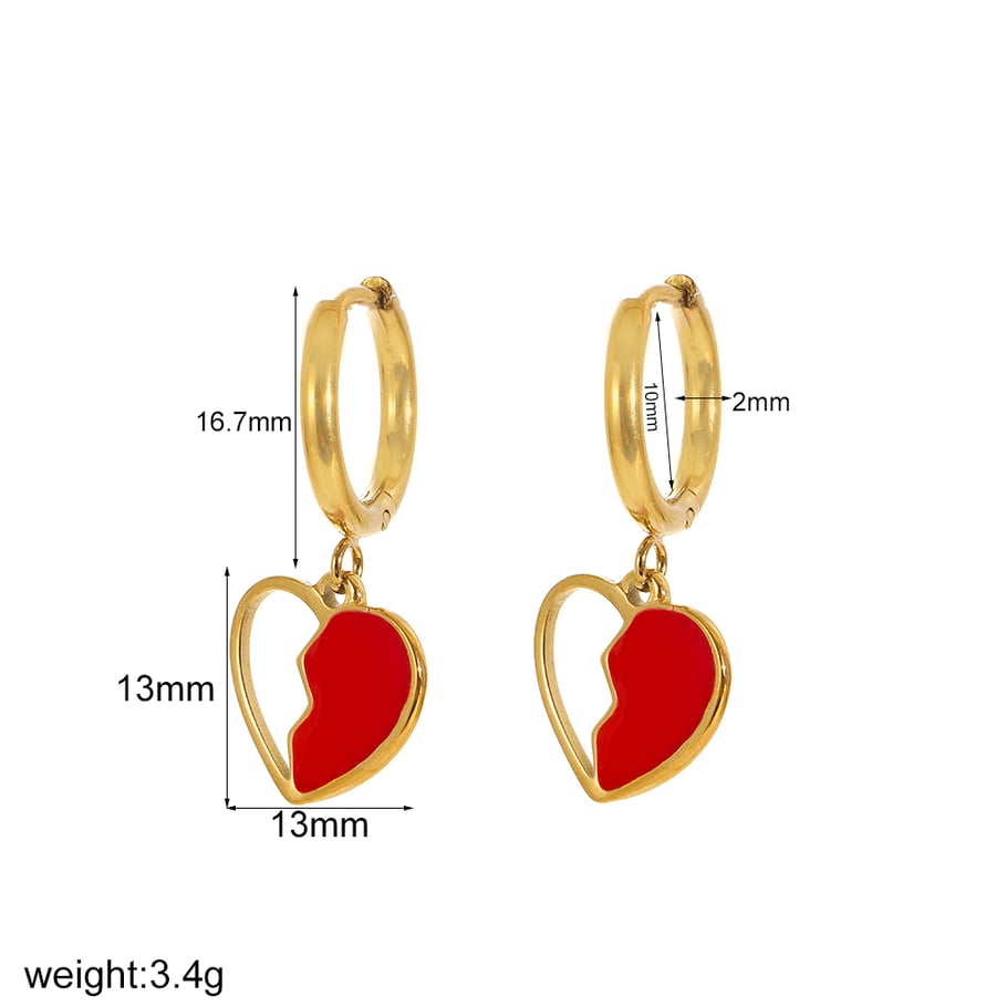 1 Pair Simple Series Daily Heart Stainless Steel 18K Gold Plated Women Hoop Earrings Picture8