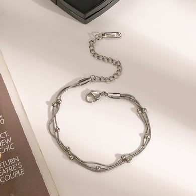 1 Stück Simple Series Tägliche ringförmige Edelstahl-Kettenarmbänder aus vergoldetem Edelstahl für Damen h5 Bild7
