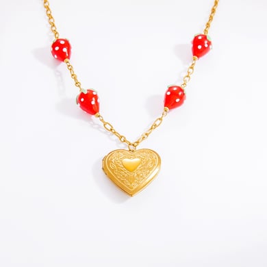 1 Piece Romantic Series Sweet Heart Stainless Steel 18K Gold Color Plated Glass Women's Pendant Necklaces h5 Picture11