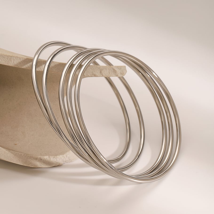 1 Piece Simple Series Simple Annular Stainless Steel 18K Gold Plated Women Bangles Picture5
