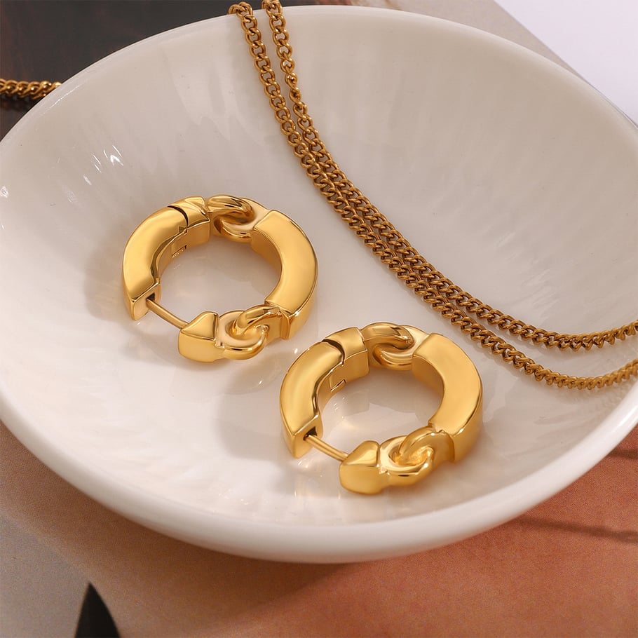 1 Paar Creolen der Simple Series, elegant, ringförmig, Edelstahl, 18 Karat vergoldet, Strass, für Damen Bild5