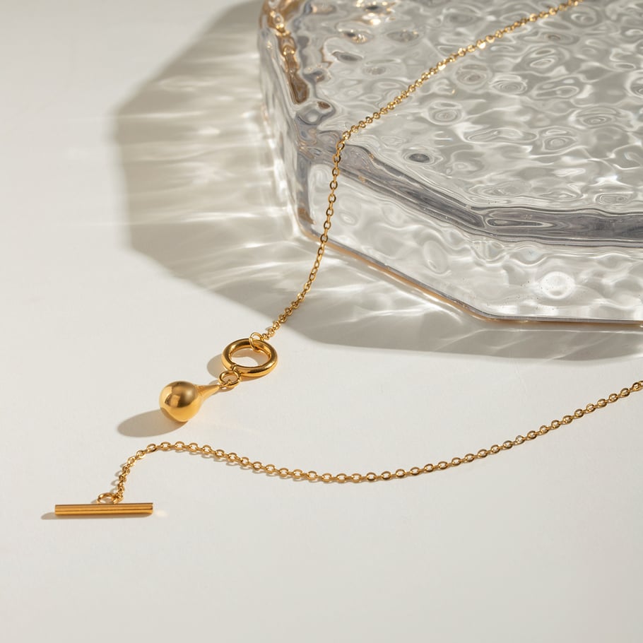 1 piece simple series daily droplet stainless steel gold plated women pendant necklaces h5Picture5