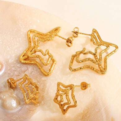 1 Pair Luxurious Series Retro Geometric Titanium Steel 18K Gold Color Plated Women's Stud Earrings h5 Picture5