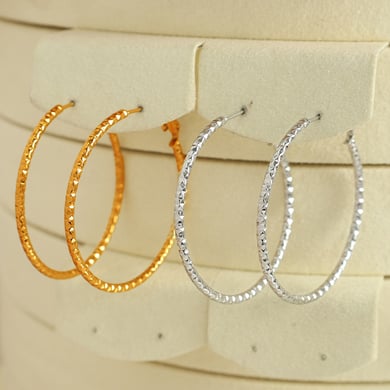 1 Pair Simple Series Classic Solid Color Stainless Steel 18K Gold Color Plated Women's Hoop Earrings h5 Picture5