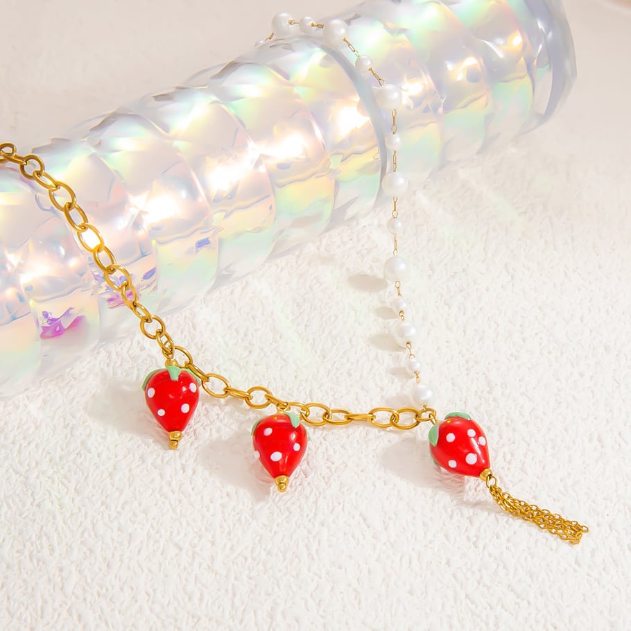 1 Piece Romantic Series Sweet Heart Stainless Steel 18K Gold Color Plated Glass Women's Pendant Necklaces Picture4