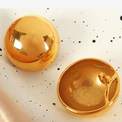 1 Pair Simple Series Simple Solid Color Stainless Steel 18K Gold Plated Women Stud Earrings h5 Picture6