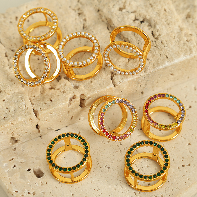 1 pair simple series sweet flower stainless steel gold plated rhinestone women clip-on earrings h5Picture8