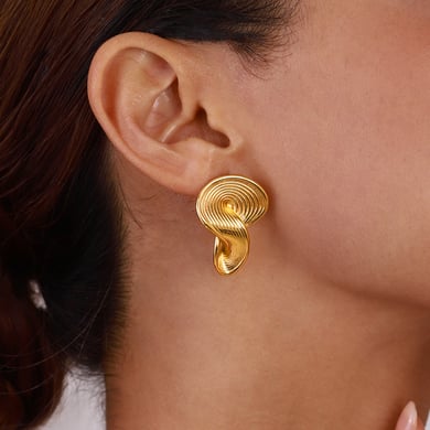 1 Pair Simple Series Europe and America line Stainless Steel 18K Gold Plated Women Stud Earrings h5 Picture7