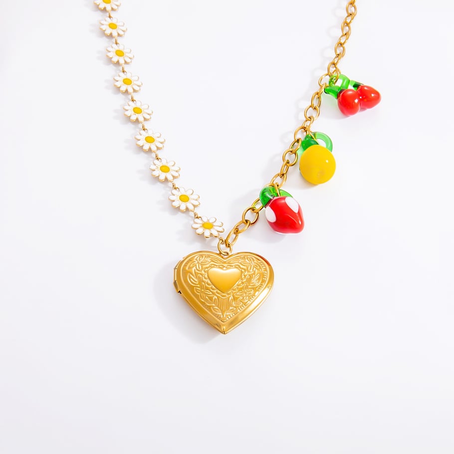 1 Piece Romantic Series Natural Heart Stainless Steel 18K Gold Color Plated Glass Women's Pendant Necklaces Picture10