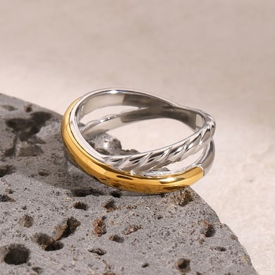 1 Pair Simple Series Simple Geometric Stainless Steel 18K Gold Plated Women Single Rings h5 Picture5