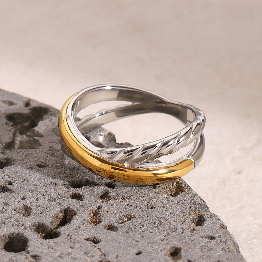 1 Pair Simple Series Simple Geometric Stainless Steel 18K Gold Plated Women Single Rings Picture5
