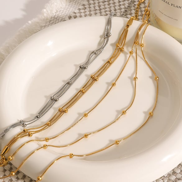 1 Piece Minimalist Series Daily Annular Line Stainless Steel Gold Color Women's Chain Bracelets 2