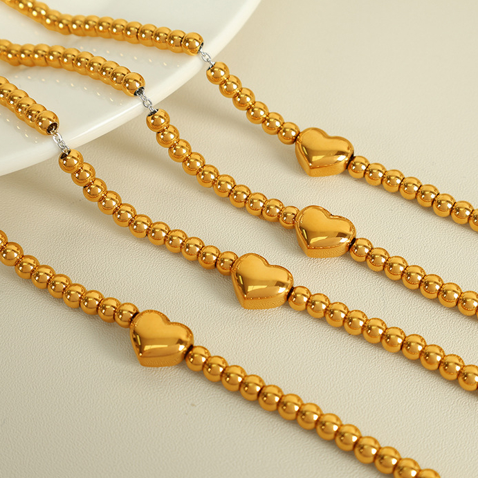 1 Piece Simple Series Retro Heart Stainless Steel 18K Gold Plated Women Beaded Bracelets Picture5