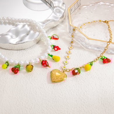 1 Piece Romantic Series Natural Heart Stainless Steel 18K Gold Color Plated Glass Women's Pendant Necklaces h5 Picture3