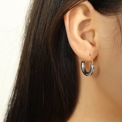 1 Pair Simple Series Simple Geometric Stainless Steel 18K Gold Plated Women Hoop Earrings h5 Picture7
