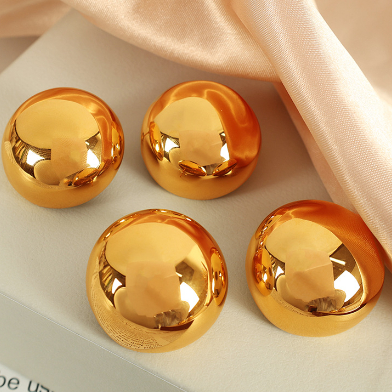 1 Pair Simple Series Simple Solid Color Stainless Steel 18K Gold Plated Women Stud Earrings Picture7