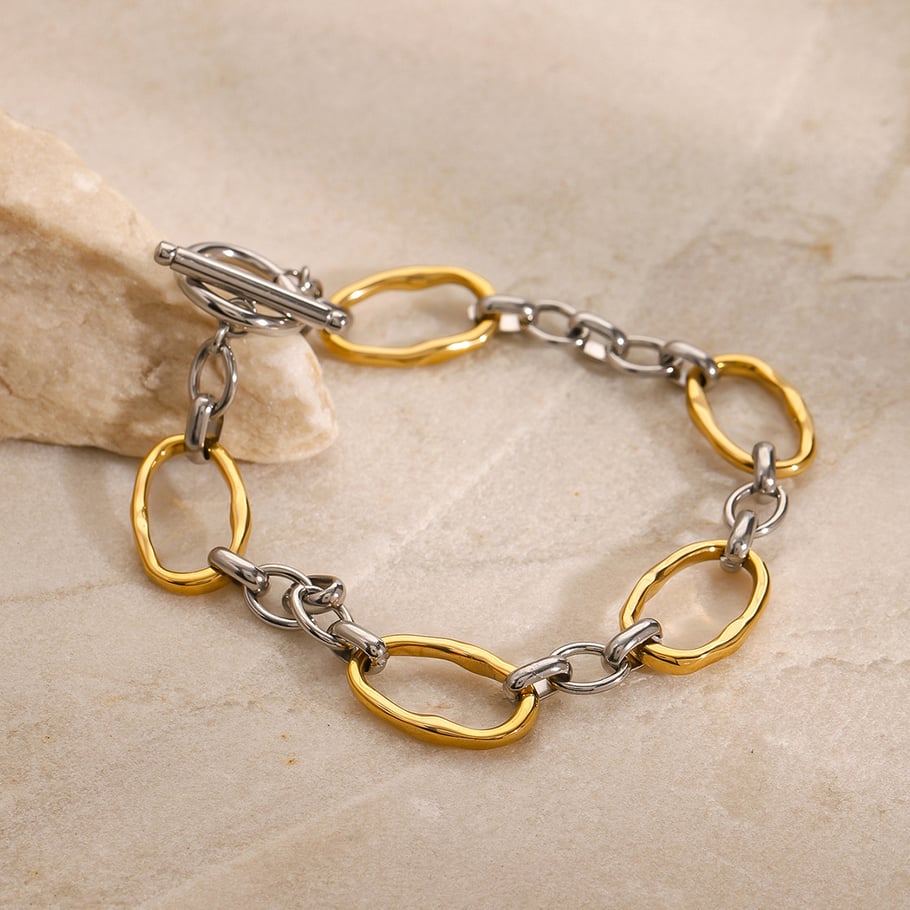 1 Piece Simple Series Simple Annular Stainless Steel 18K Gold Plated Women Chain Bracelets Picture3