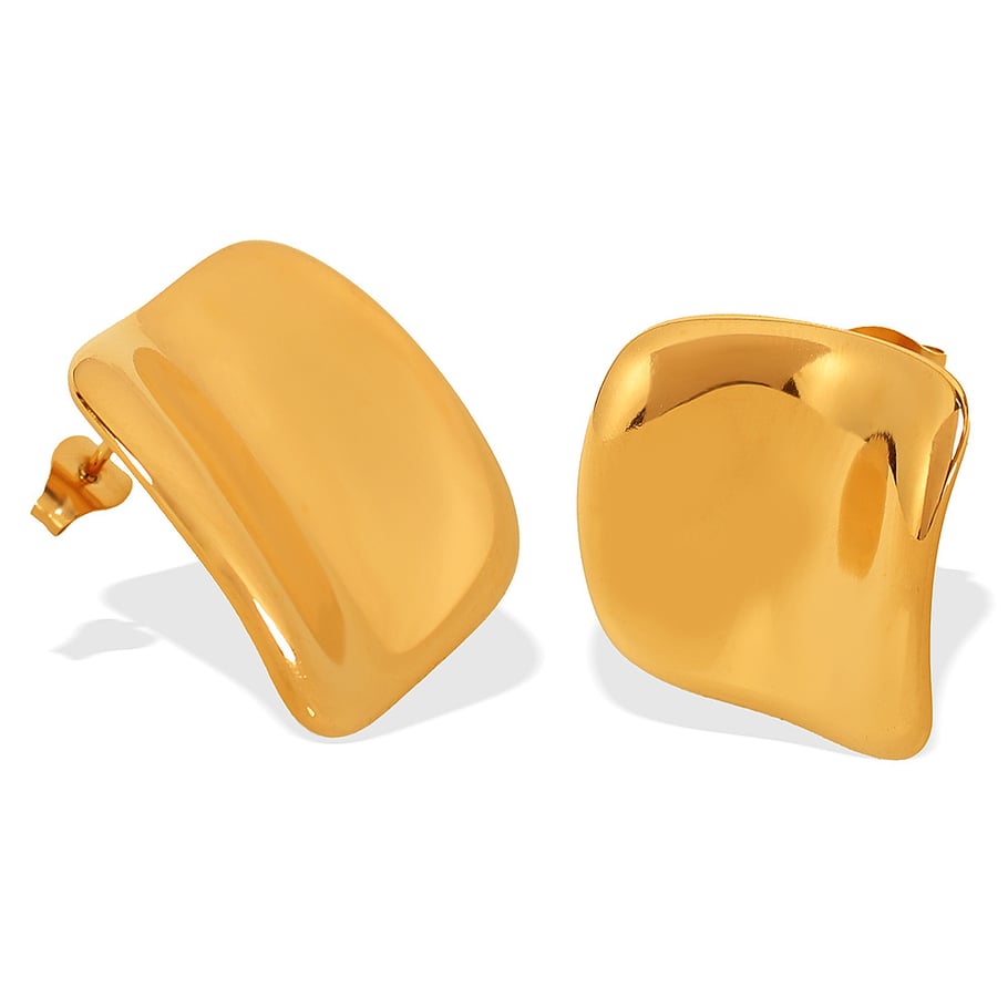 1 Pair Simple Series Glossy Stainless Steel 18K Gold Color Plated Women's Stud Earrings Picture7