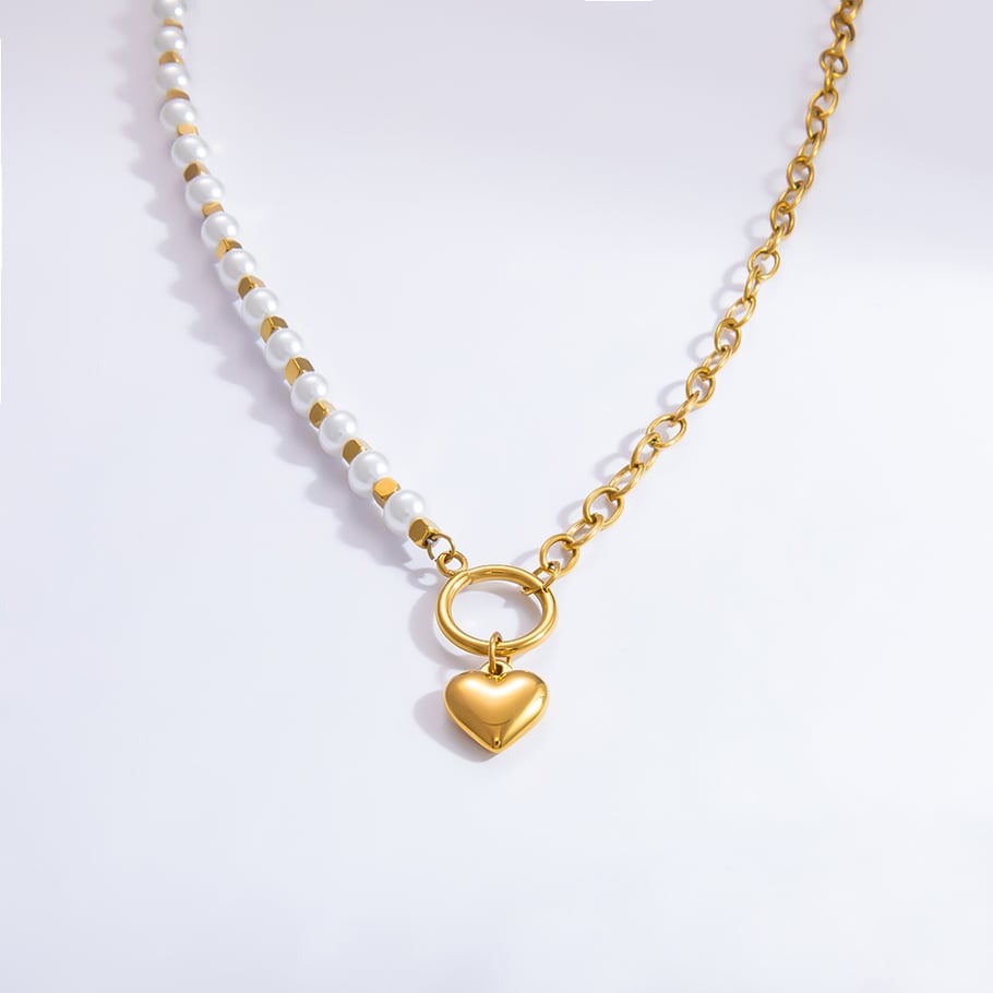 1 Piece Luxurious Series Elegant Heart Stainless Steel 18K Gold Color Plated Artificial Pearl Women's Pendant Necklaces Picture9