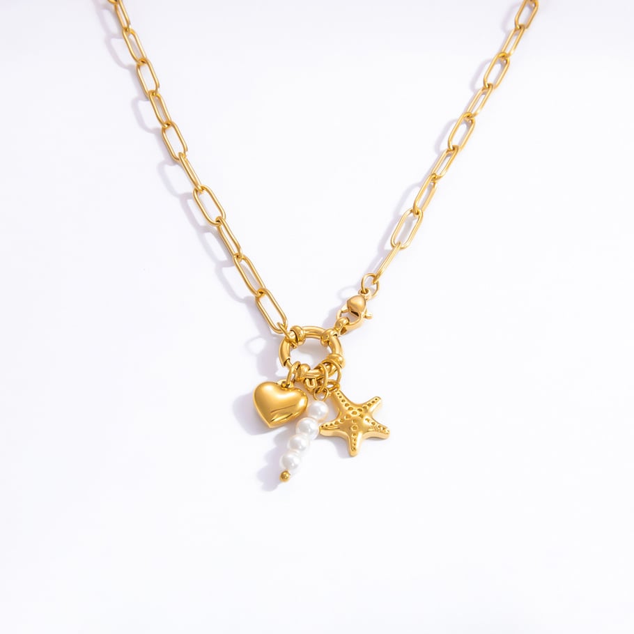 1 Piece Simple Series Elegant Heart Stainless Steel 18K Gold Color Plated Artificial Pearl Women's Pendant Necklaces Picture6