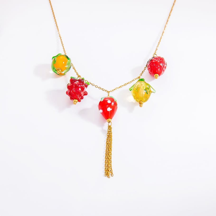 1 Piece Romantic Series Sweet Heart Stainless Steel 18K Gold Color Plated Glass Women's Pendant Necklaces Picture9