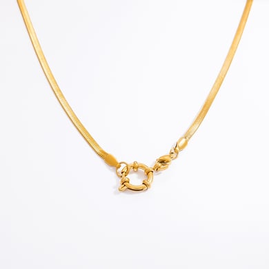 Collar de cadena para mujer, serie simple, clásico, de acero inoxidable de color sólido, chapado en oro de 18 quilates. h5 Imagen7