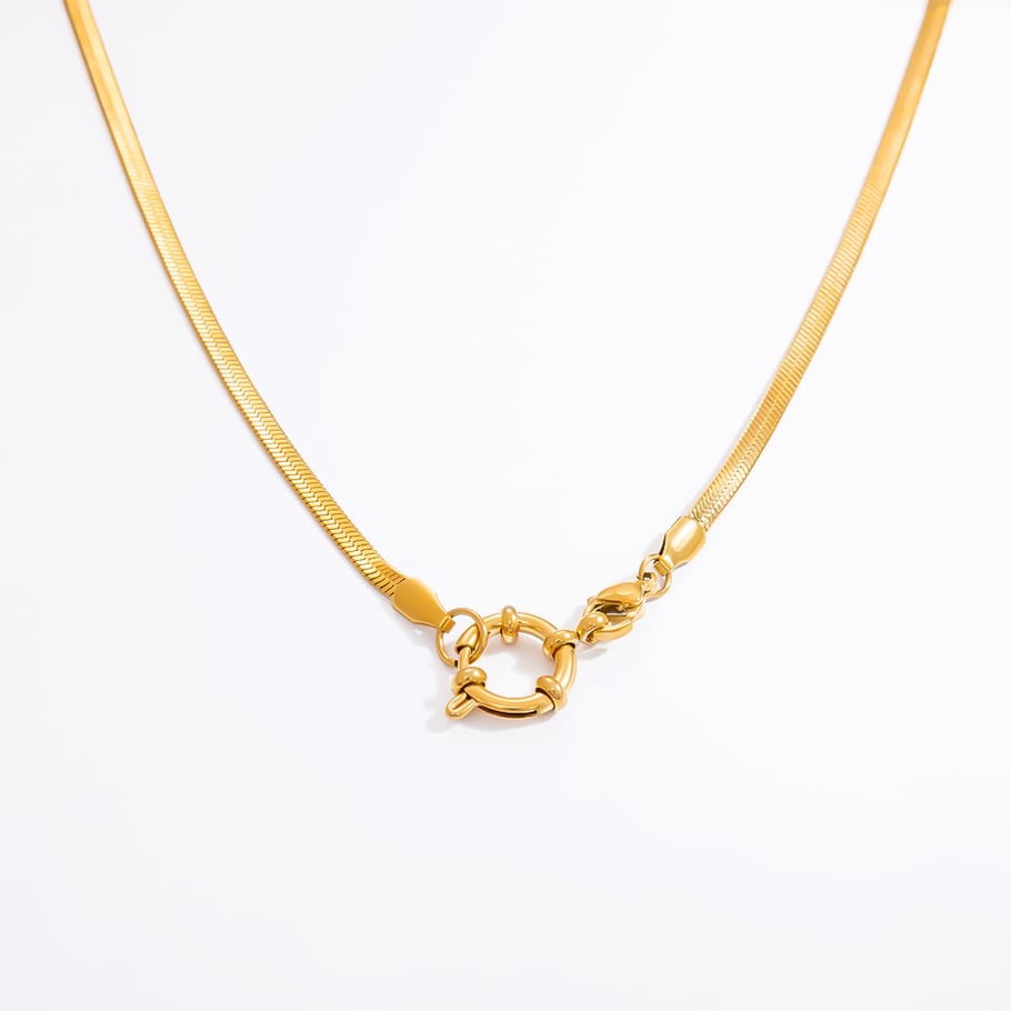 Collar de cadena para mujer, serie simple, clásico, de acero inoxidable de color sólido, chapado en oro de 18 quilates. Imagen7