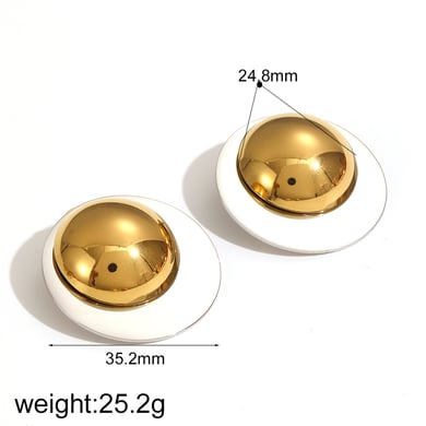 1 Pair Simple Series Daily Round Stainless Steel 18K Gold Plated Women Stud Earrings h5 Picture6