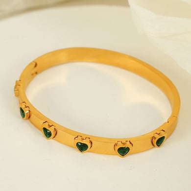 1 Piece Simple Series Classic Heart Stainless Steel 18K Gold Color Plated Zircon Women's Bangles h5 Picture6
