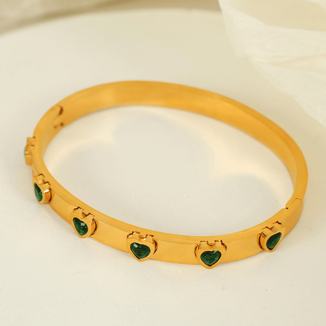 1 Piece Simple Series Classic Heart Stainless Steel 18K Gold Color Plated Zircon Women's Bangles Picture6